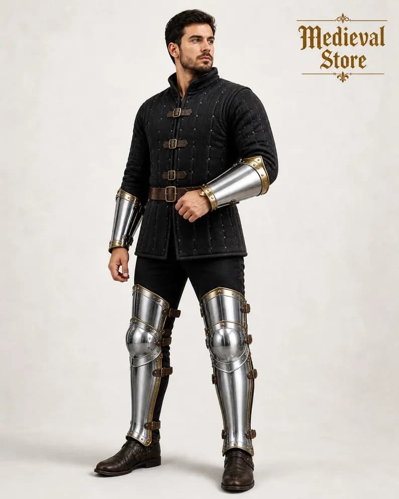SEO Title: Medieval Knight Armor Set – Steel Arm, Leg & Knee