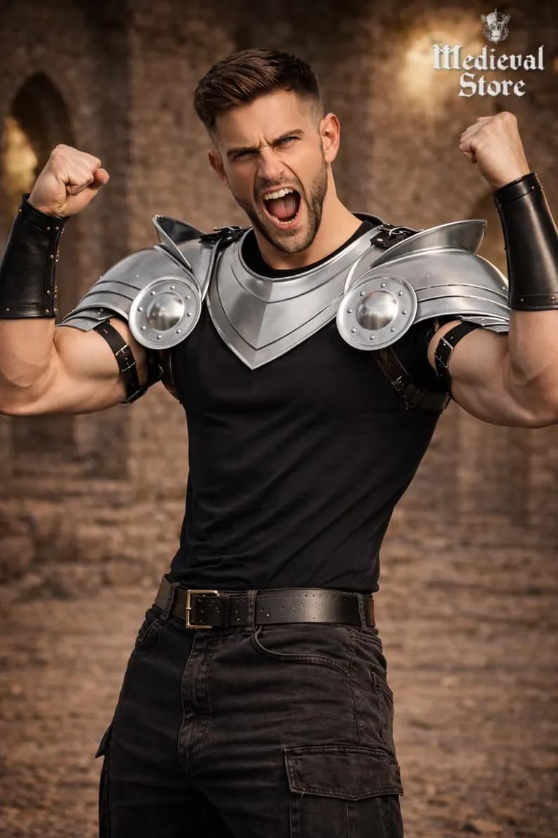 Medieval Steel Knight Armor Set, Gothic Shoulder Pauldrons,