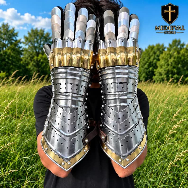 Medieval Knight Gauntlets | Steel Armored Gloves