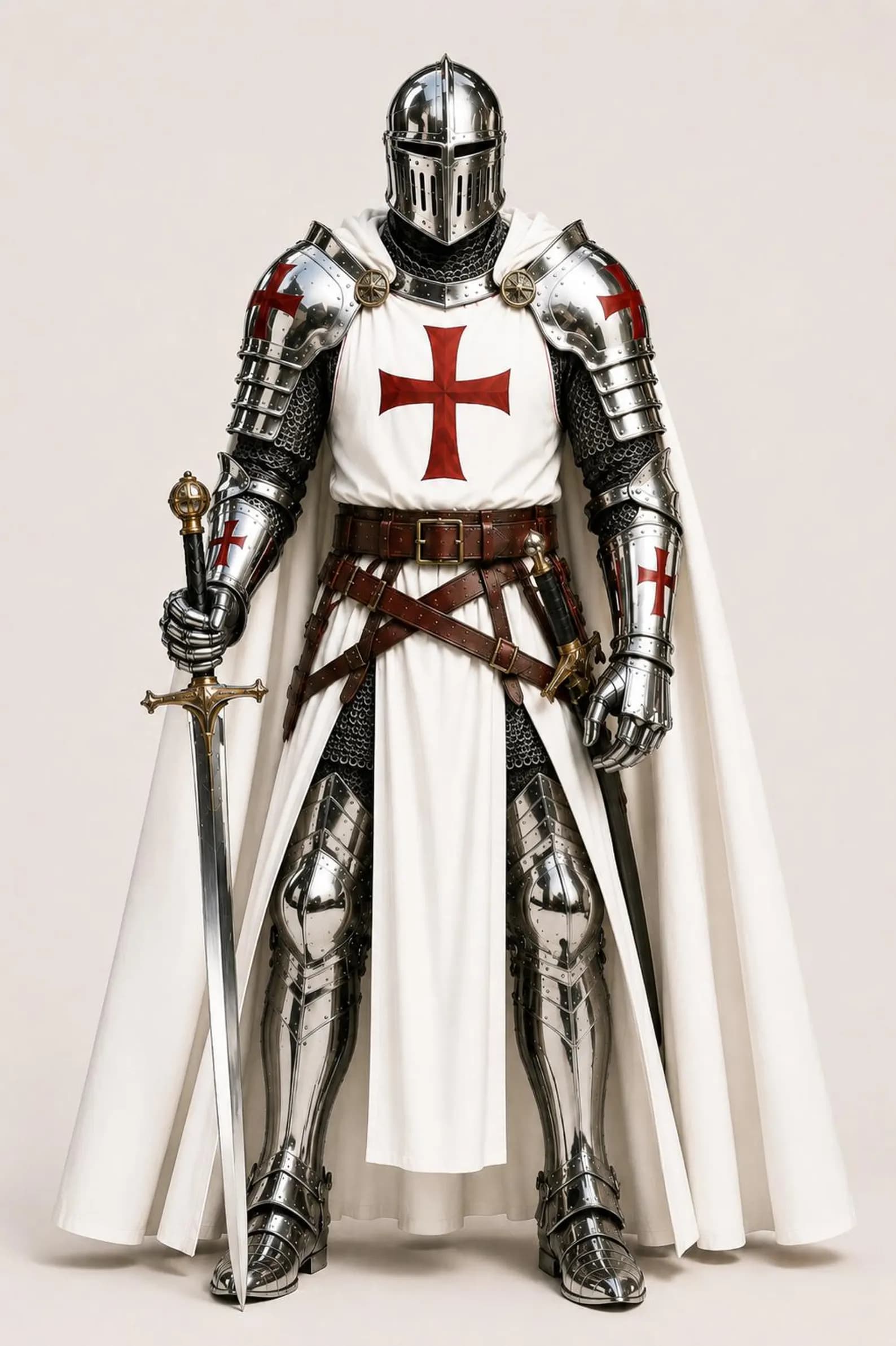 Medieval Templar Knight Armor Suit with Sword | Full Steel A
